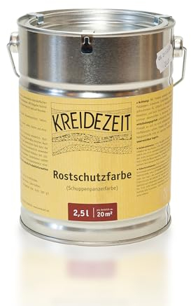 Kreidezeit Rostschutzfarbe mit Eisenglimmer Anthrazitgrau Metallic - Wetterfester Rostschutz für Metall & Holz - Schuppenpanzerfarbe (2,50 Liter)