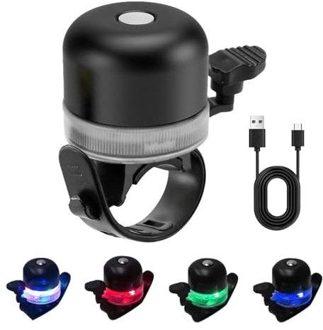 MeYuxg Fahrradklingel mit RGB-Lichtern, Knackiger, lauter, melodiöser Klang, Mini-Fahrradglocke für Kinder, Erwachsene