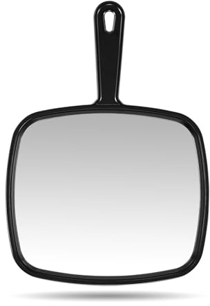 PROTECLE Hand Mirror, 12.4 L x 9 W Salon Barber Hairdressing Handheld Mirror with Handle, Square Black