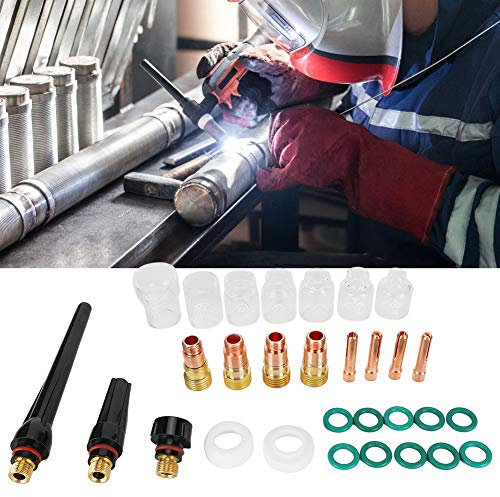 Brrnoo TIG Torch Kit, TIG Schweißer Kit TIG Schweißzubehör TIG Schweiß -Torch -Gaslinsen -Kit 30pcs TIG Glassbecher 4# -12# Gaslinsen Collet Back Cap für WP -9/20/25 TIG -Schweißbrenner
