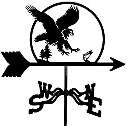 Wetterfahne Adler fängt Fische, Dekorationswetterfahne, Windrichtungsanzeiger-Set für den Außenbereich, Garten, Rasen, Windfahne mit Metallhalterung