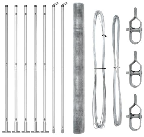 vidaXL Recinto in filo saldato con 7 pali flangiati 1,4x10 m Acciaio zincato