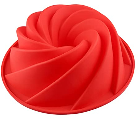 Mikinona Silicone Cake Mold 9.5 Inch Large Baking Mould Food-Grade Non-Stick Colorful Flexible Bakeware for Home Baking Random Color