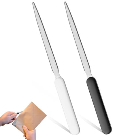 HABNI 2 Stück Brieföffner Edelstahl,Edelstahl Hand Umschlag Slitter, Leichtes Offenes Buchstabenmesser Für Büro Zuhause Schulbedarf
