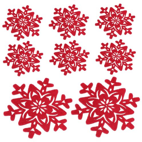 Ipetboom Teiliges Weihnachtsfilz-untersetzer Rund rutschfest Hitzeisolierend Schneeflocken-Motiv Tassenmatten Für Festliche Weihnachtstischdeko Für Weihnachten Silvester Winterfeiern