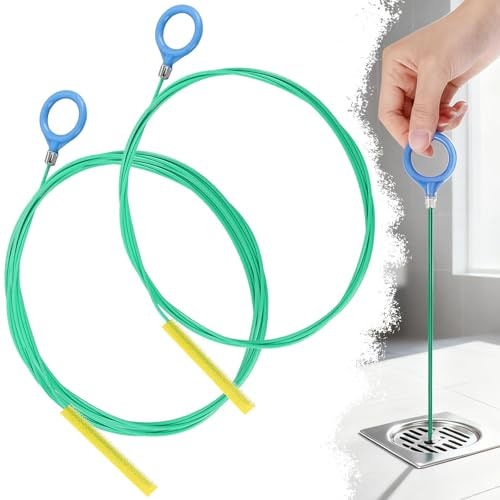 qjuwhua Abflussreiniger Spirale 2 PCS Rohrreinigungsspirale Sticks 90/130CM | Grün Abfluss Rohrreinigung Abflussspirale Haarfänger Rohrreinigungsbürste Flexibles für Badewanne Abwasserkanäle Waschbecken