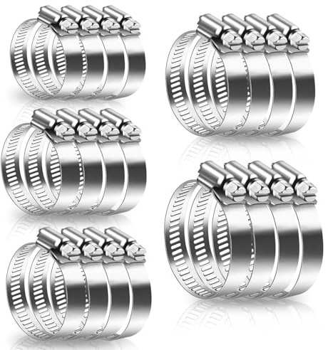 20 Stück Schlauchschelle 18-57 mm, Edelstahl 304 Schlauchklemme Einstellbare Schlauchschellen Set Bandbreite 12 mm Universelle Rohrschellen für Wasser Luft Kraftstoffschläuche