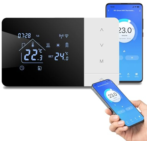 Termostato intelligente WiFi,per app Tuya per Smart Life Regolatore di temperatura programmabile per caldaie a gas,con blocco bambini,intelligente Termostato Ambiente da Parete