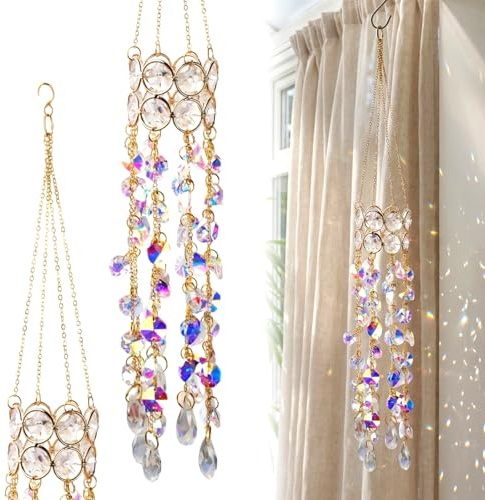 Atrapasol de Cristal - Campanillas de Viento Colgantes con Prismas - Decoración para Ventanas, Hogar, Jardín, Exterior - Fabricante de Arcoíris, Regalo Original para Navidad, Cumpleaños (Colorido)
