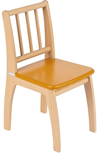 Geuther Stuhl Bambino Sitzhöhe 32 cm Holzkinderstuhl aus Buche-Massivholz Ideales Kinderzimmerzubehör bis 6 Jahre Passender Kinderholzstuhl Bambino Möbeln Gelb
