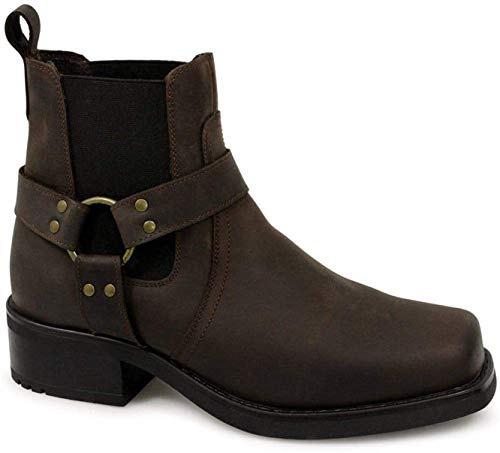 Hombre Vaquero/Motero terminador botas de tobillo de piel Real, color, talla 43,5