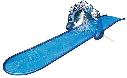 Jilong Ice Breaker Water Slide 500x95 cm Wasserrutschbahn mit Surfboard Wasserrutsche Wasserbahn Rutschbahn inkl. Wassersprüher Sprühfunktion zum Anschluß an Gartenschlauch