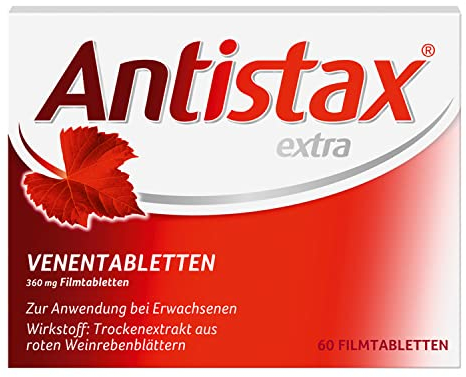 Antistax extra Venentabletten, Filmtablette 360 mg, 60 Stück, mit der medizinischen Kraft des Roten Weinlaubs, bei schweren & geschwollenen Beinen, nächtlichen Wadenkrämpfen, Venenschwäche