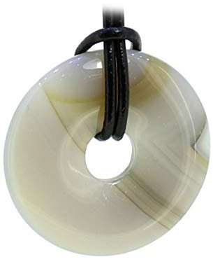Budawi® Achat Donut Anhänger Kettenanhänger 30 mm mit Lederband