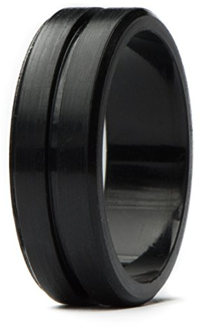 Unii Silicone Wedding Ring | Safety Rubber Wedding Band | Athletic Ring for Active Men | Thin Groove Ring 7mm Wide | Black - Size 8