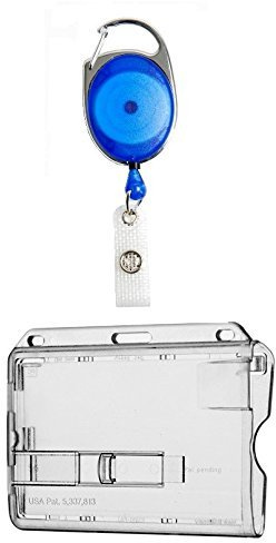1x STAHLSEIL Ausweisset - Ausweisjojo Jojo Zipper oval + Kartenhülle mit Ausschieber - Kartenhalter Ausweis Hülle horizontal Schutzhülle Namensschild Ausweishalter Kunststoff