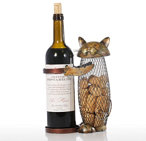 Tooarts Cat Wine Cork Holder,Wine Bottle Cork Holder, Container,Iron Decoration for Home