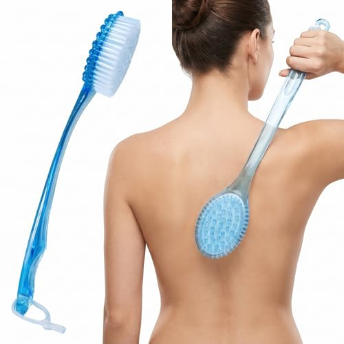 Bath Brush 14 Long Shower Body Back Scrubber Massager (Blue)