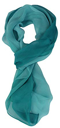 PANTONIGHT Teal Chiffon Long Scarf Gradient Green Shaded Colors Lightweight Scarf For Womens (COL 705)