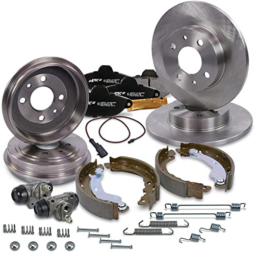 BESTPRICE Set freni incl dischi freno anteriori Ø 240,5mm pieni + tamburo freno Ø 180mm + pastiglie freno anteriori e ganasce freno posteriori + compatibile con FIAT PANDA (169_)