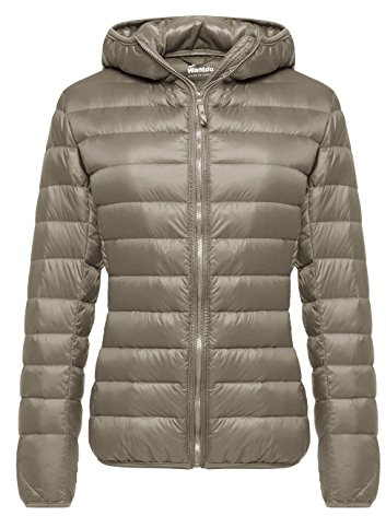 Wantdo Piumino Donna Corto Leggero Ripiegabile Giacca con Cappuccio | Cappuccio Antivento, 2 Tasche con Zip&Tasca Interna,Polsini elastici,Slim Fit,Giubbotto da MontagnaViaggi,Outdoor