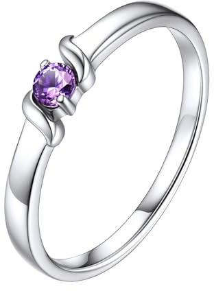 Custom4U Geburtssteine Name Ring mit Gewinde S925 Silber Personalisiert mit Zirkonia Geburtsstein Damen/Frauen Namensring in Size 8 Freundschaftsringe