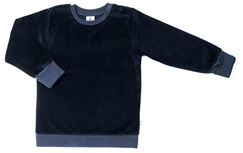 Leela Cotton Baby Kinder Nicky Sweatshirt Bio-Baumwolle 6 Farben Wählbar Jungen Mädchen Langarmshirt T-Shirt Gr. 62/68 bis 116 (98-104, Nachtblau)