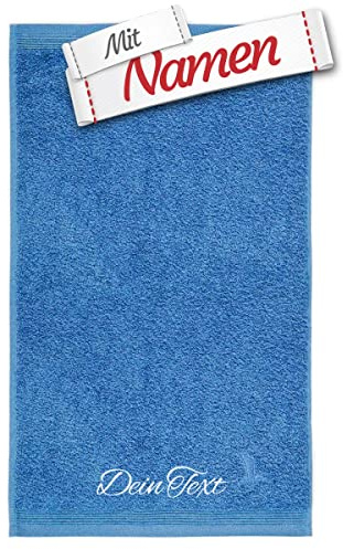 möve Superwuschel Gästetuch mit Namen Bestickt, 30x50 cm Cornflower Blau Baumwolle, Bad Frottee Handtuch für Gäste WC personalisiert, Gästehandtuch besticken Lassen