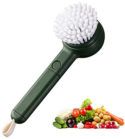 Vegetable Cleaner Brush Fruit Scrubber Brush Good Grip Long Handle Food Cleaning Brush Multifunctional Kitchen Gadgets with Peeler Veggie Wash Brush 2-in-1 (Green)