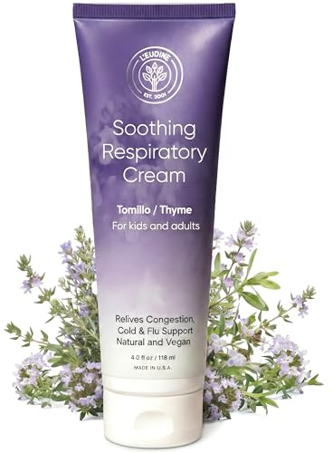 L’EUDINE Thyme Body Cream – Tomillo Massage Cream for Respiratory & Airway Relief – Breath-Easing Emollient for Kids & Adults – Relieves Congestion & Supports Sinus Health – 4 fl oz