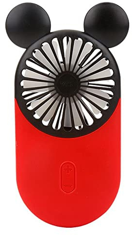 DECVO Niedlicher persönlicher Mini-Ventilator, Handheld & Tragbarer USB-wiederaufladbarer Ventilator mit schönem LED-Licht, 3 einstellbare Geschwindigkeiten, niedliche Maus, 1 Packung (rot)