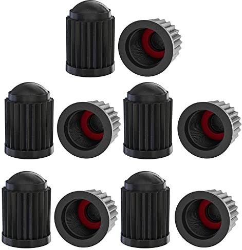 Rnitle Ventilkappen Ventildeckel Auto[10 Stück],Luftventilkappen KFZ,Autoventil Kappe,Fahrradventil Kap,Reifenmarkierer PKW,Ventil Kappe Auto,luftdicht Anschrauben(Schwarz)