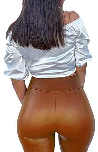 tinetill Pantalon en Cuir Femme Taille Haute Skinny Leggings en Similicuir Taille Haute Pantalon en Cuir PU Push up Pantalon en Cuir Stretch doublé Collants d'hiver Treggings Noir