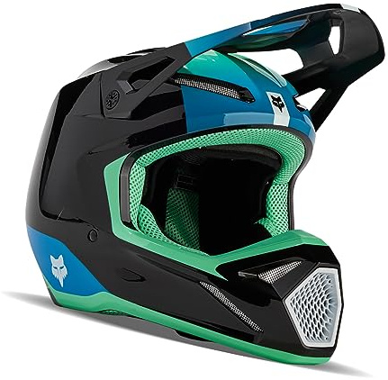 Fox Racing Unisex V1 Motocross Dirt Bike Helmet, Black/Blue, X-Large