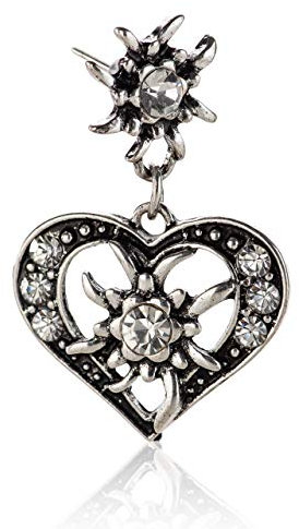 Trachten Ohrringe mit elegantem Alpenherz Anhänger - Dirndl und Lederhosen Ohrringe (Kristall -)