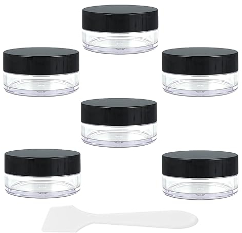 Set di 6 mini barattoli vuoti trasparenti con spatola, contenitore vuoto da 5 ml, contenitore trasparente da viaggio, per lozione, crema, mini candele, cosmetici, contenitori per cosmetici, colore