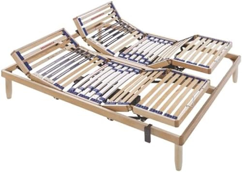 Baldiflex - Elektrischer Lattenrost für Einzelbett, 100 x 200 cm, orthopädisch, Star Elettrica, Rahmen und Latten aus natürlichem Buchenholz