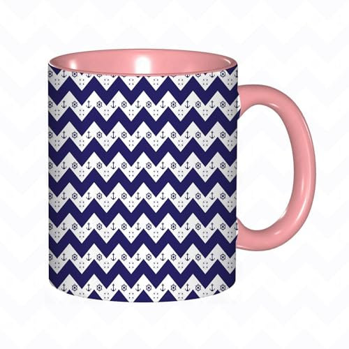 Kaffee-Tasse Schatz - Nautische Chevron nahtlose Muster Vektorpfeile geometrisches Design Anker Rettungsring Schiffsr Becher/Mug als witziges Geschenk/Lustige und Originelle Geschenke/Tee-Kaffeetasse