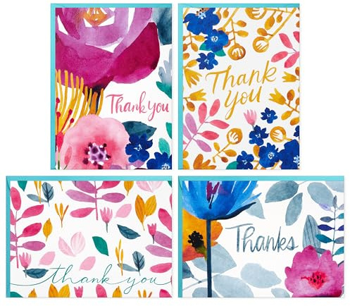 Hallmark Thank You Notes Assortment (48 Blank Cards with Envelopes) Watercolor Florals