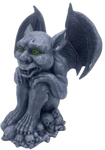 G&H Decor - Winged 24cm Garden Gargoyle Statue - Hand Painted Gothic Figurines - Suitable for Indoor Outdoor Use - Weather Resistant Halloween Gargoyle Statue Large Ornaments for Patio - Fantasy Gift