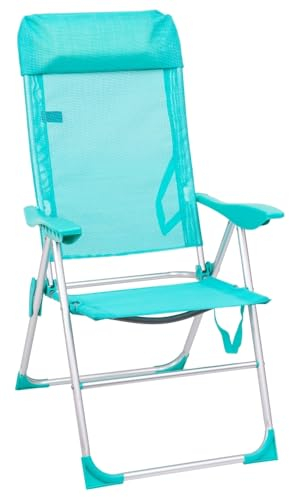 LOLAhome Sillón de Playa Plegable y reclinable de 5 Posiciones de Aluminio y textileno Aguamarina de 63x60x110 cm