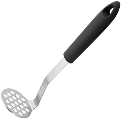 Potato Masher, Stainless Steel Garlic Press for Mashed Potato, Vegetables, Fruits, Garlic and Jam, with Non Slip Handle