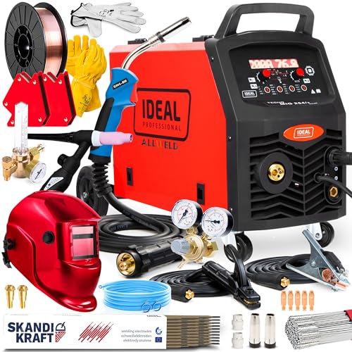 Ideal Tecno MIG 254/2 PULSE - Soldador Inverter Profesional 200A 230/400V - Sinergia - MIG/MAG, MMA, Flux, TIG Lift - 4 Rodillos - Soldadura por Puntos y Regulación de Inductividad - Set Professional