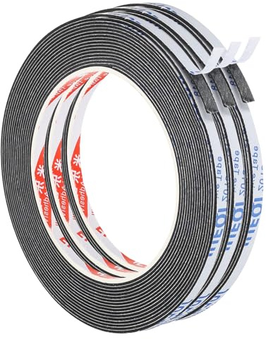 PATIKIL 5m Dichtungsband Selbstklebend, 5mm(B) x 1mm(D) Dichtband für Fenster Türen, Schaumstoff Klebeband 3 Rollen, Schwarz