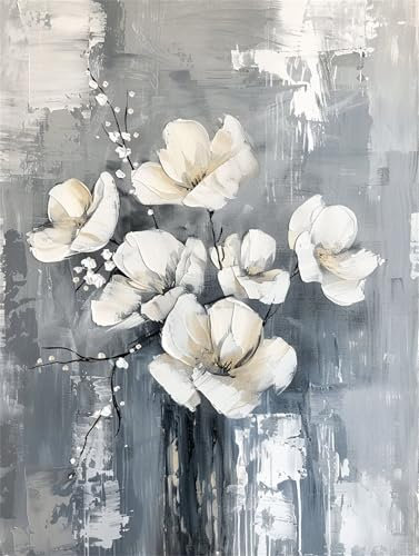 Blume Malen Nach Zahlen Erwachsene, Abstrakt Malen Nach Zahlen Kinder Klein 50x70cm, DIY Set Erwachsene Handgemalt Leinwand Ölgemälde, Acrylfarbenn mit 3 Set Pinseln, Zimmer Deko Aesthetic -Y170