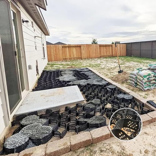 Geocell Bodengitter-Stabilisator für Kies/Zement/Sand, 5,1 cm Höhe, schneidbar, Geo-Gitter, Pflastersteine, für Gartenhaus, Einfahrt und Terrassen, Größe: 5 x 7 m
