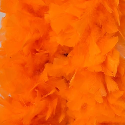 2m Einfarbig Federboa zum Basteln, Flauschige Boa Federschal, Kostüm Accessoire Boas, Federstreifen Hochzeit Dekorationen für Nähen Kunsthandwerk Dekoration, Weihnachten Partys Festivals,Orange