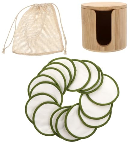 IWOWHERO 1satz Wiederverwendbare Makeup Remover Pads Teiliges Mit Abschminkpads Baumwollbeutel Und Bambusrohr Für Sanfte Hautreinigung Und Makeup-entfernung
