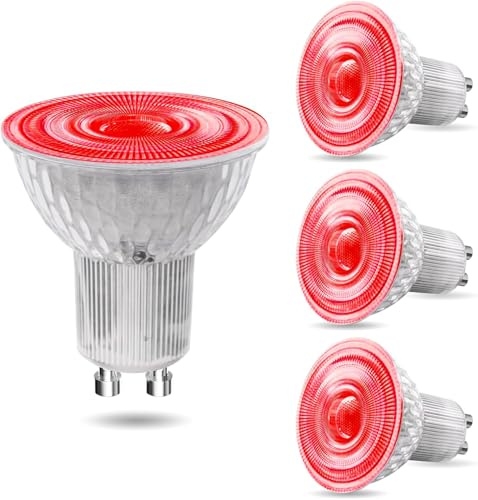 Lamptobe GU10 Red LED Spotlight Bulbs,5W GU10 Coloured Spot Light AC 220-240V 120 Degree Beam Angle 50W MR16 Red Halogen Replacement for Wall Washer Lamps,Landscape Lighting,4 Pack