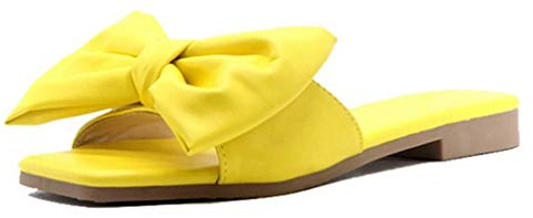 Generisch Sandales plates pour femme - Mules d'été élégantes - Motif papillon - Légères - Antidérapantes - Talon bas - Bout ouvert - Respirantes - Chaussures de plage - Pantoufles d'extérieur, jaune